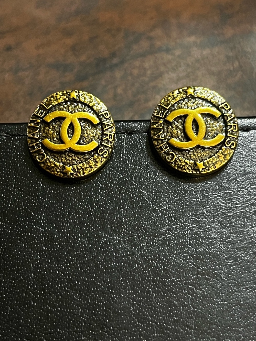 Double C Designer Round Stud Letter Logo Paris Earrings